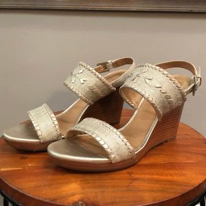 Jack Rogers Gold Vanessa Wedge size 8